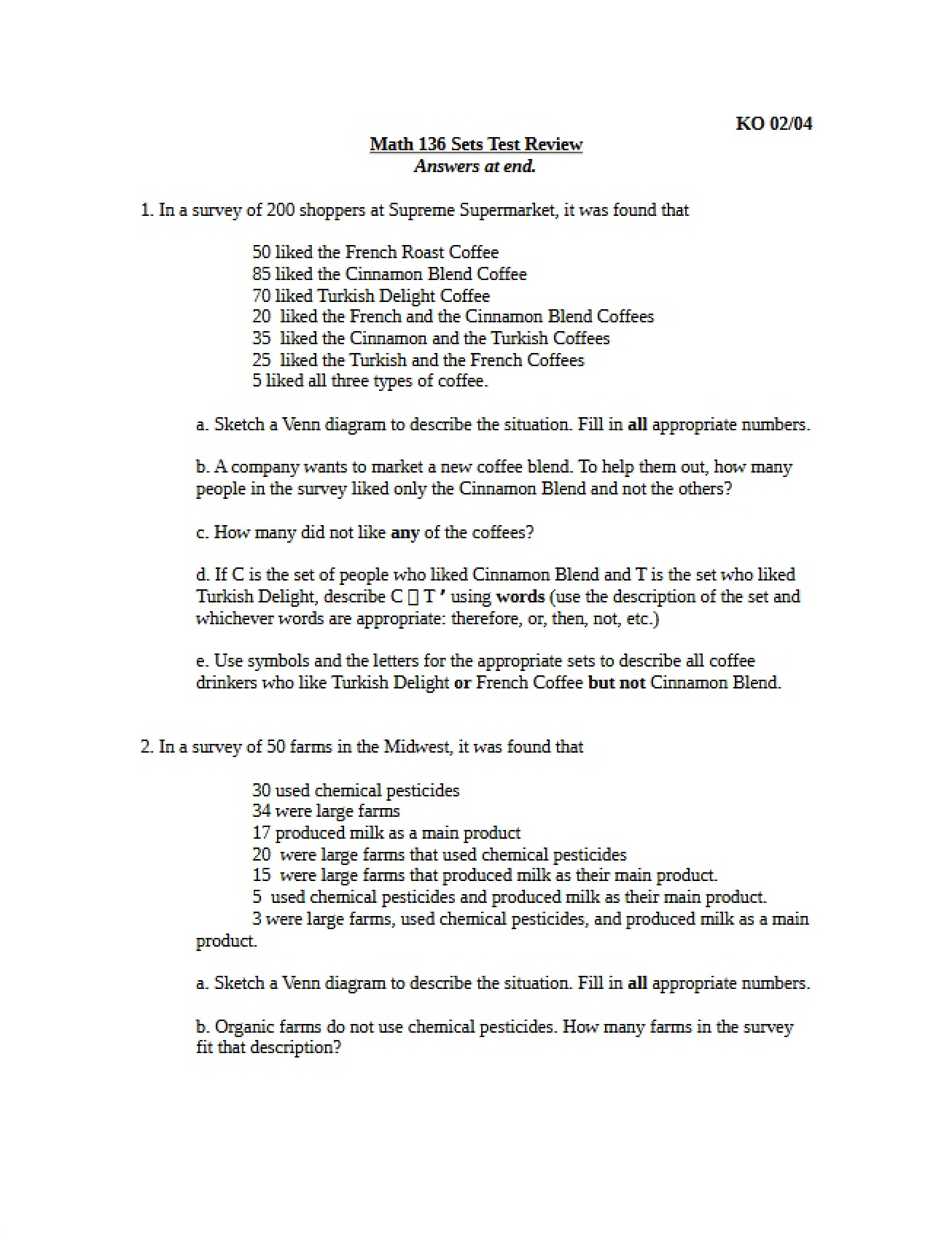 Liberal Arts Math Exam Review