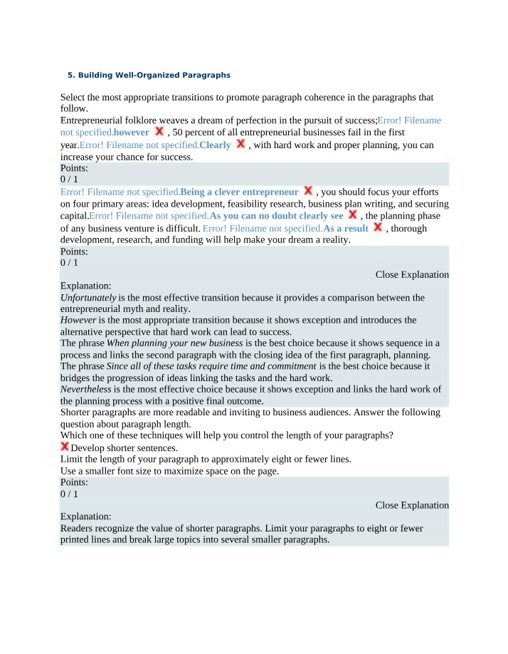 Well-Organized Paragraphs