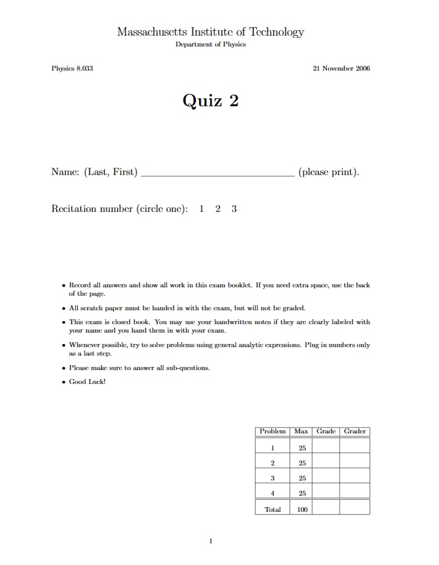 Second Quiz