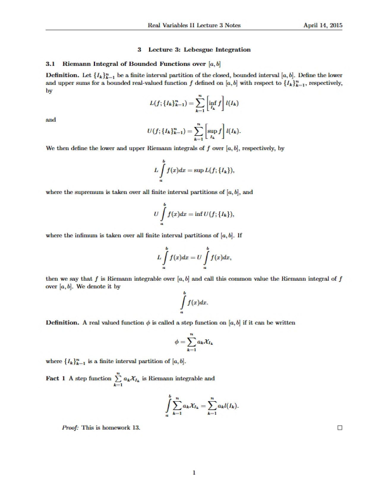 Lebesgue Integration Lecture 3