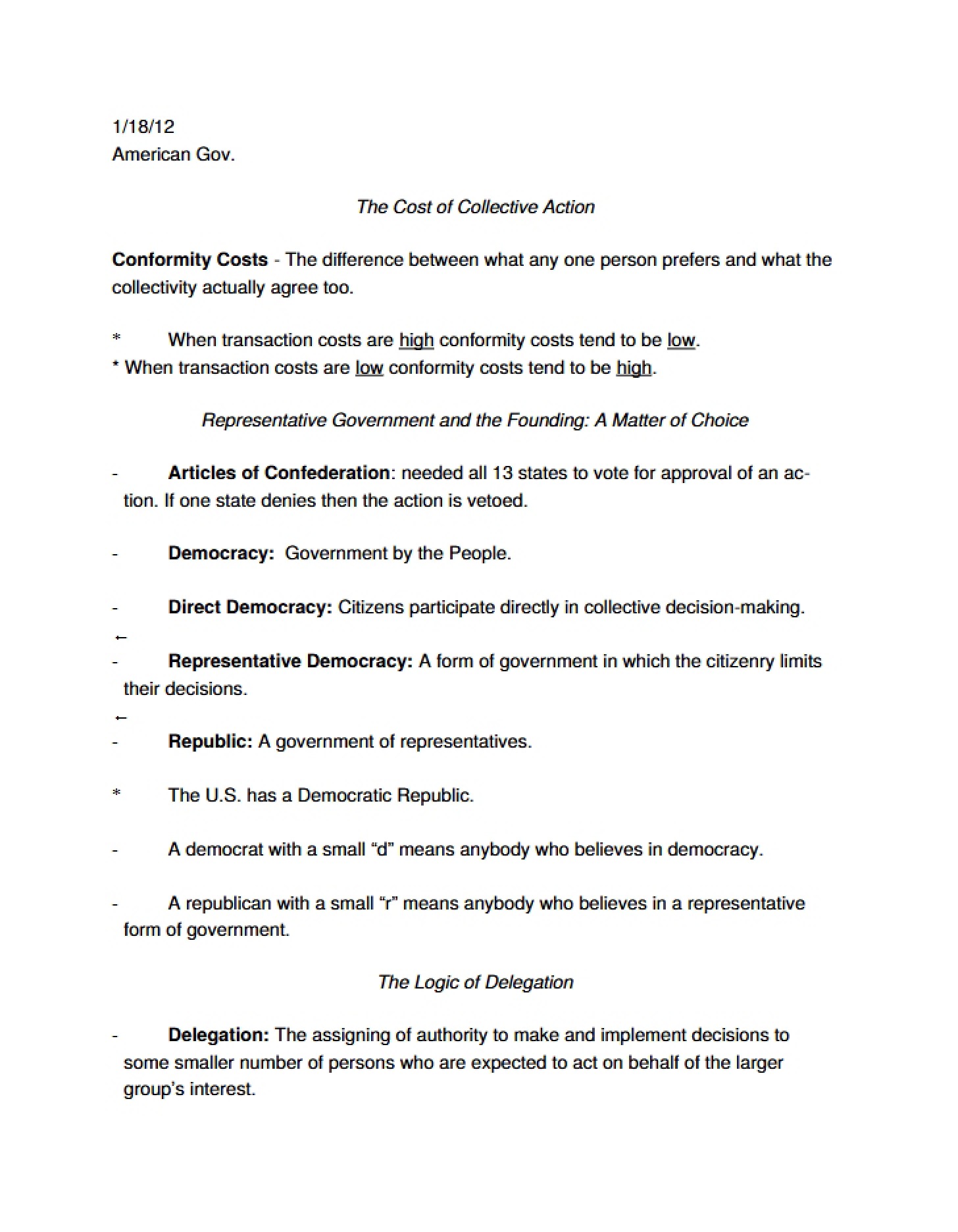 Costing Collective Action