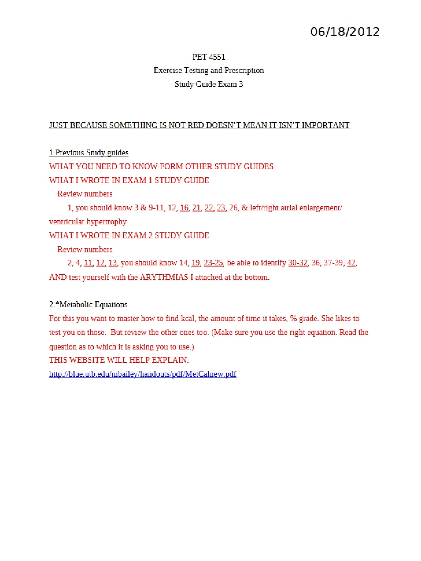 Examination Three