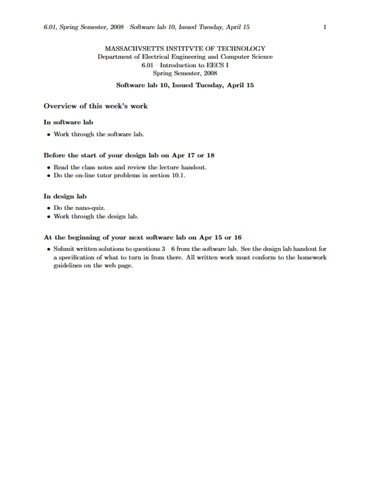 Lab 10: Software