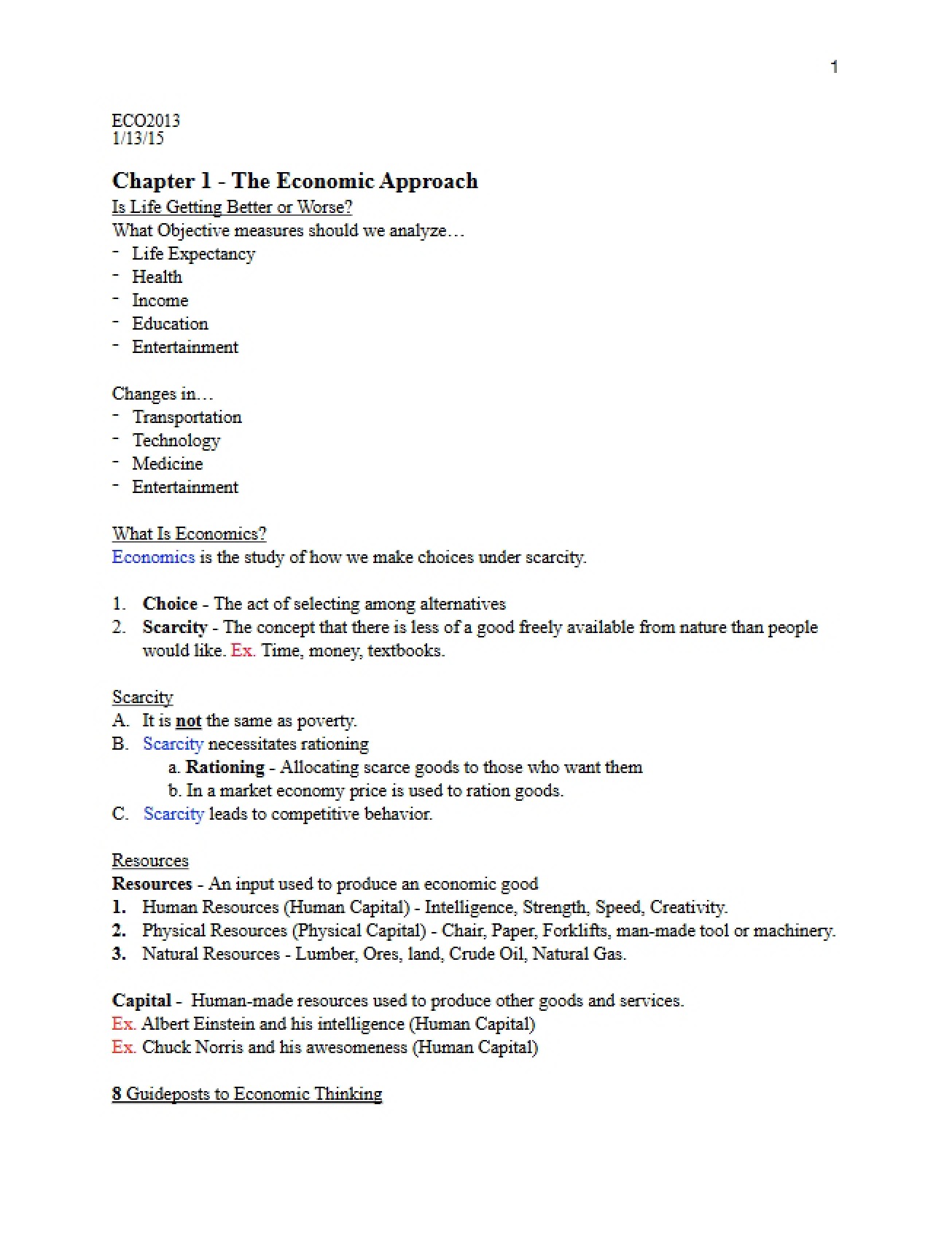 Chapter One An Introduction to the Economic Approach