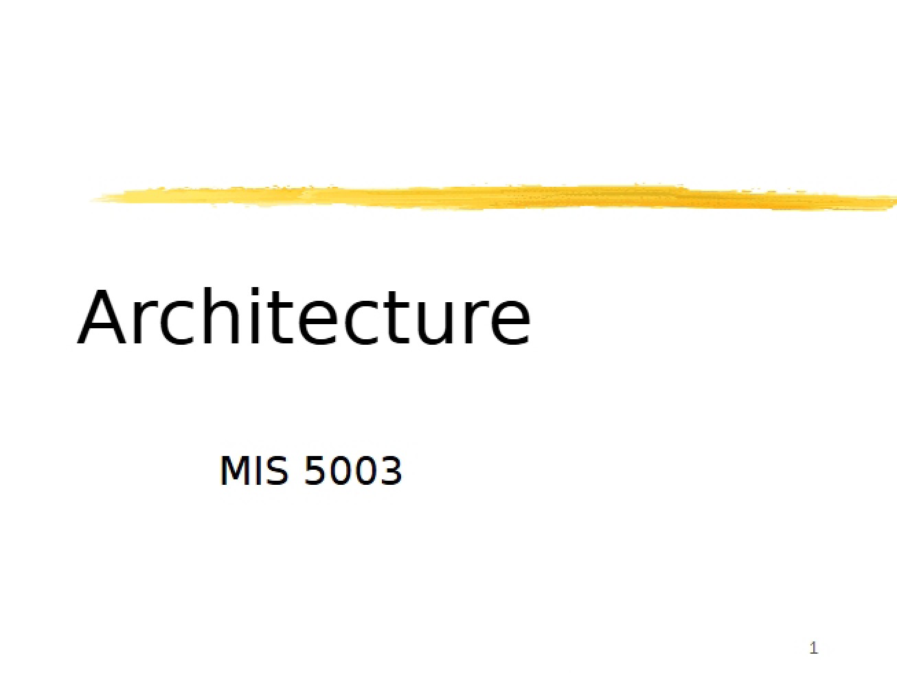 MIS Architecture Overview