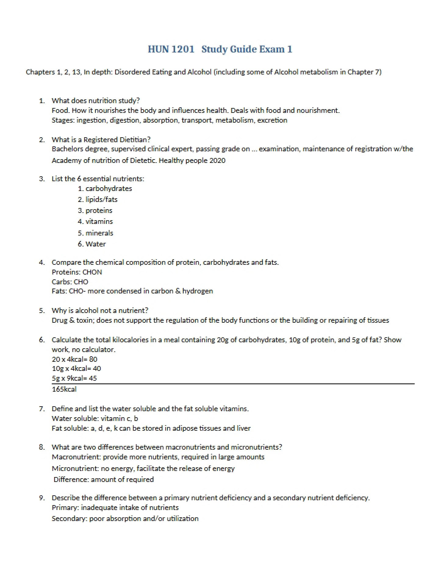Study Outline for Test One