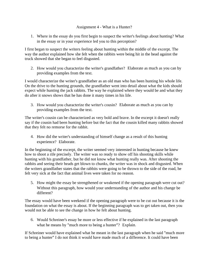 What is a Hunter - Assignment 4