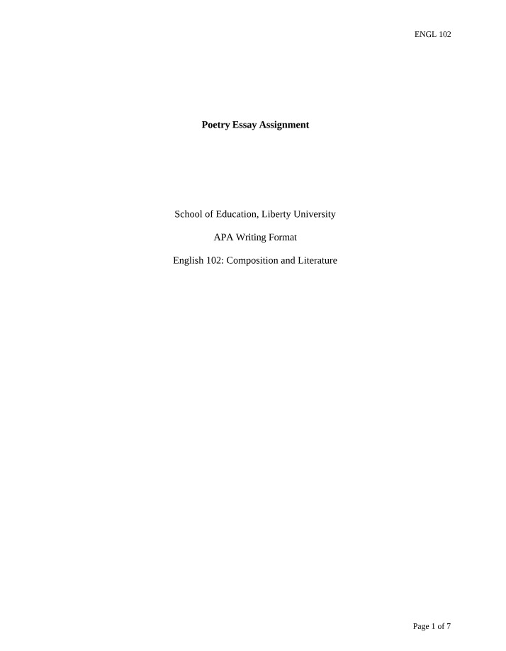 Essay Assignment on Poetry