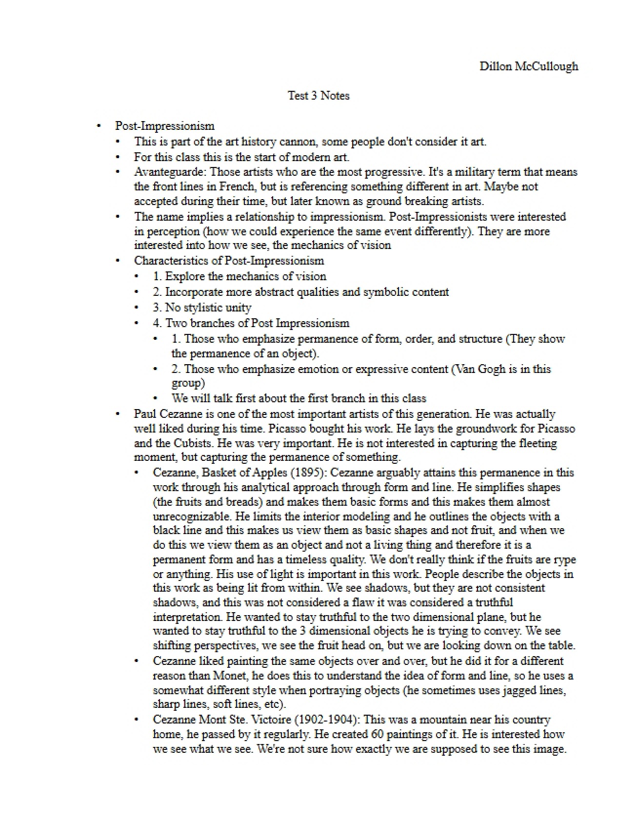 Notes for Test 3