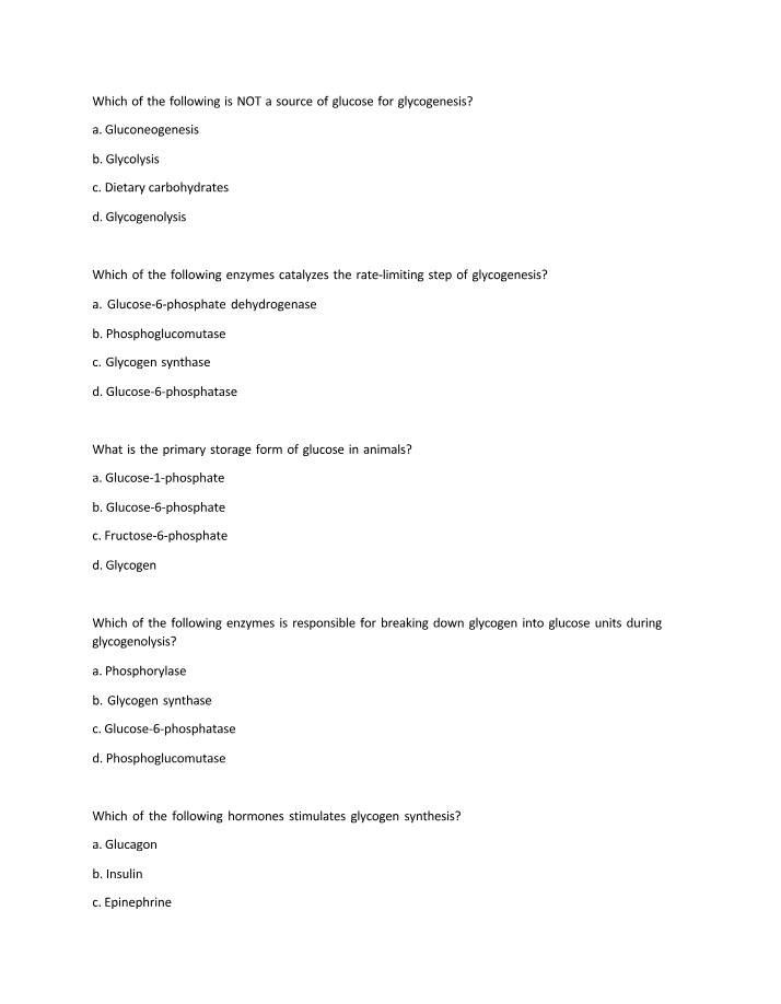 BCH210H1 - Glycogenesis and PPP