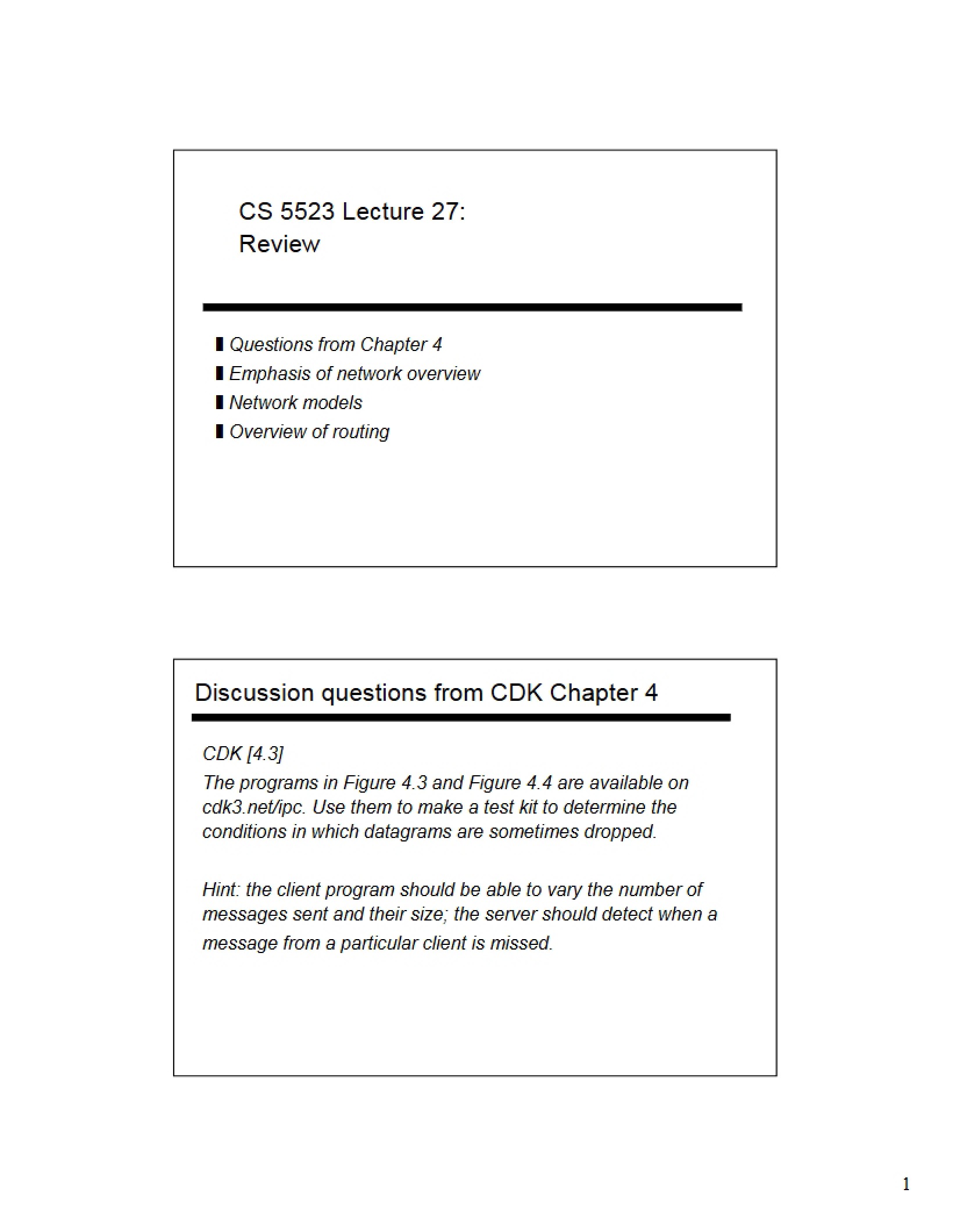 Operating Systems Lecture Handouts