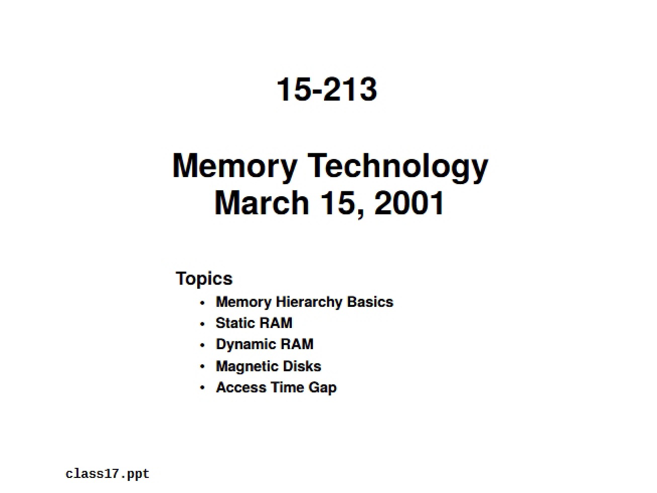 Notes from Lecture Thirty