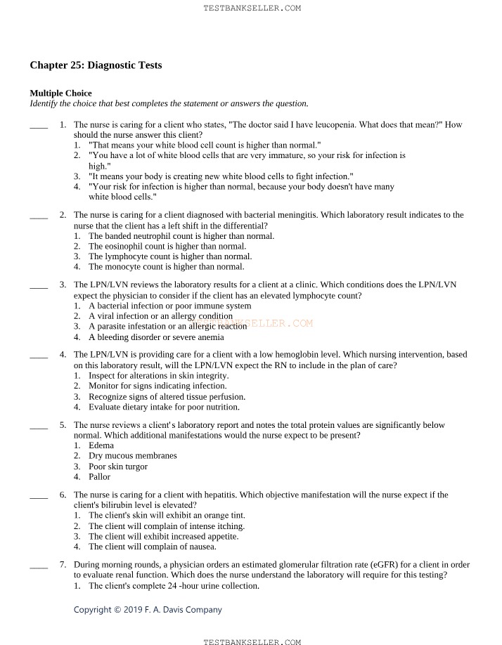 Diagnostic Tests - Chapter 25