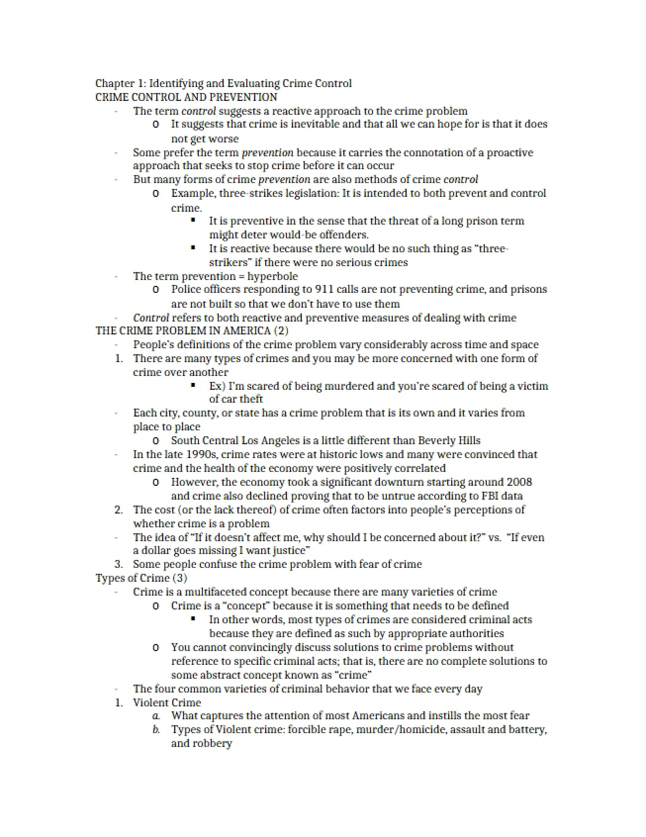 Crime Control Evaluation - Chapter One
