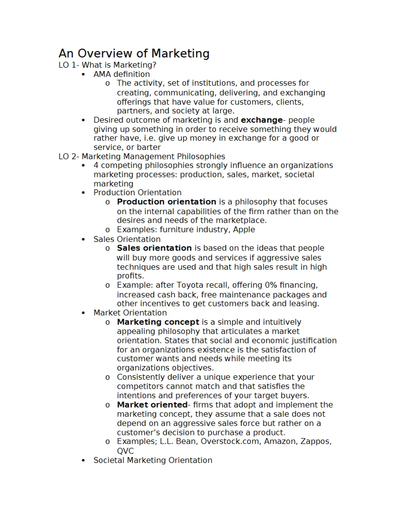 Overview of Marketing Concepts
