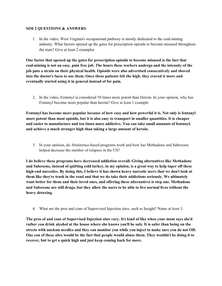 SIM 2 - Questions and Answers