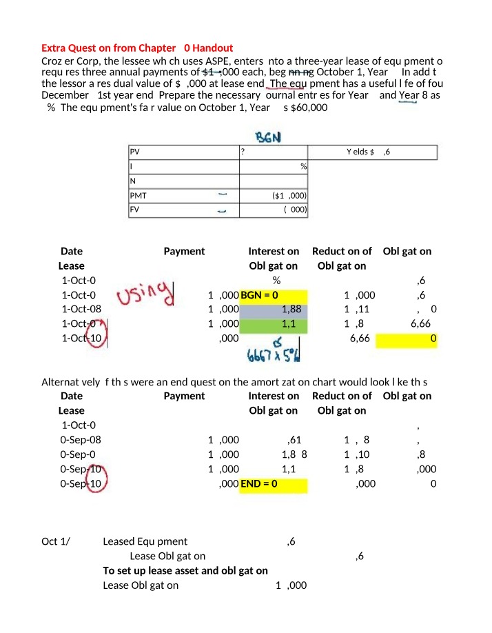 Lease Accounting - Journal Entries and Amortization Schedule