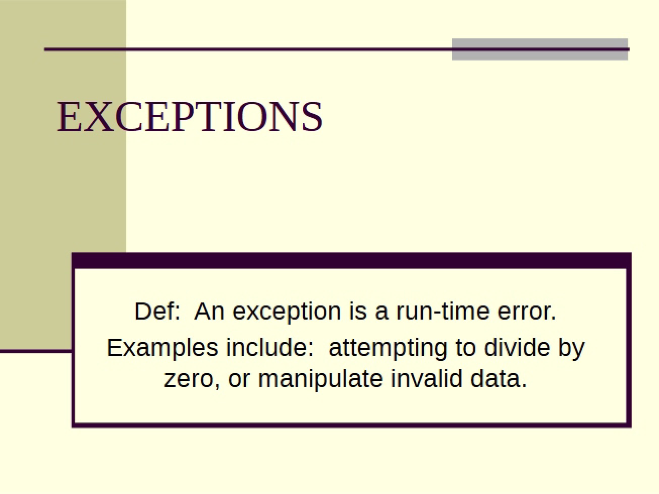 Exceptions - CSC 220