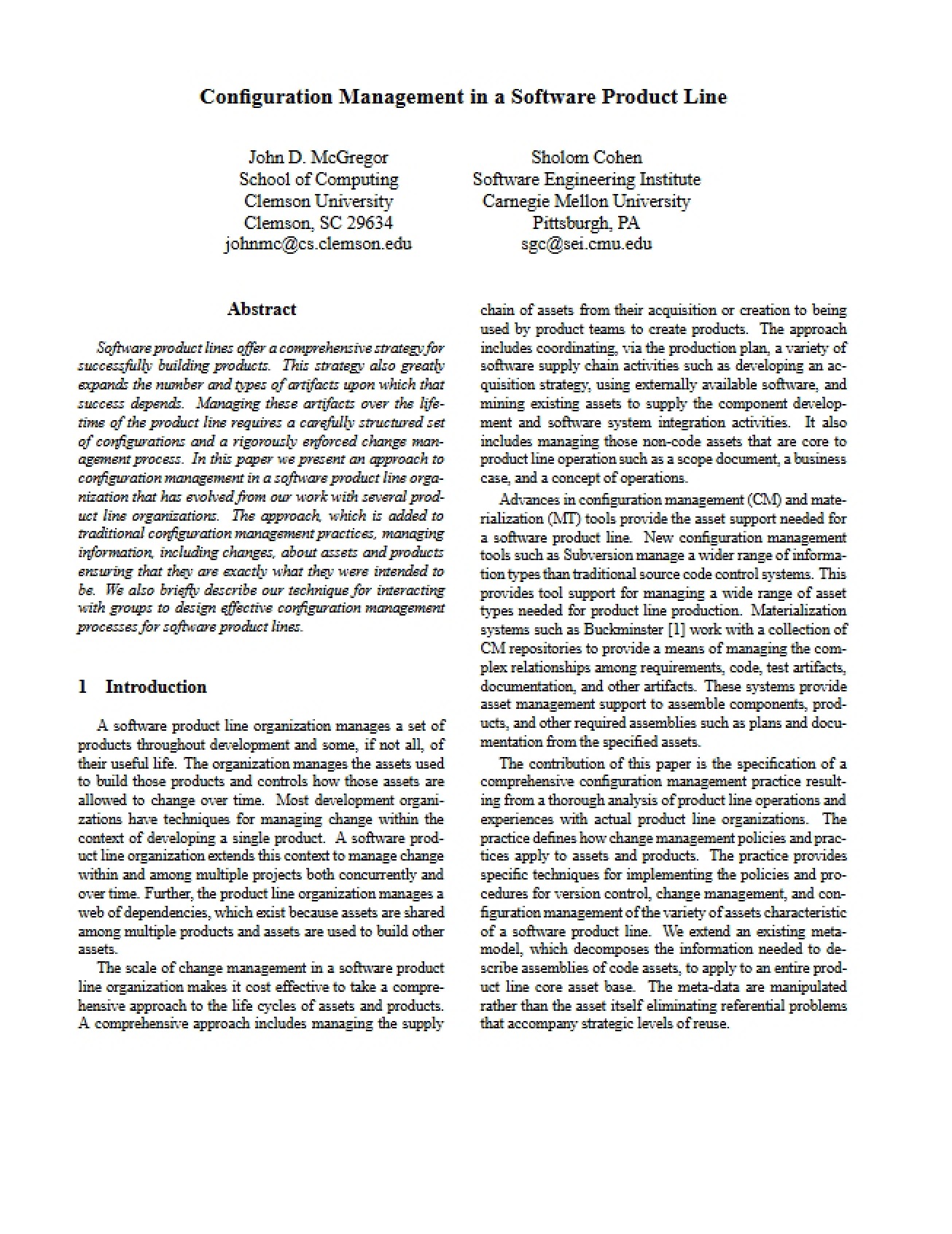 Software Product Line Configuration Management