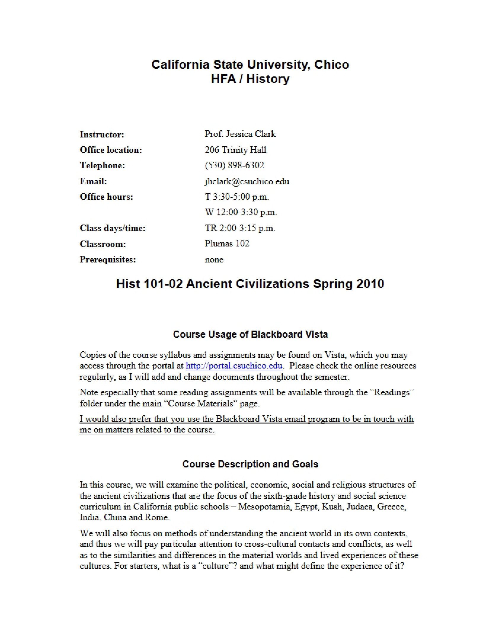 Ancient Civilizations Syllabus