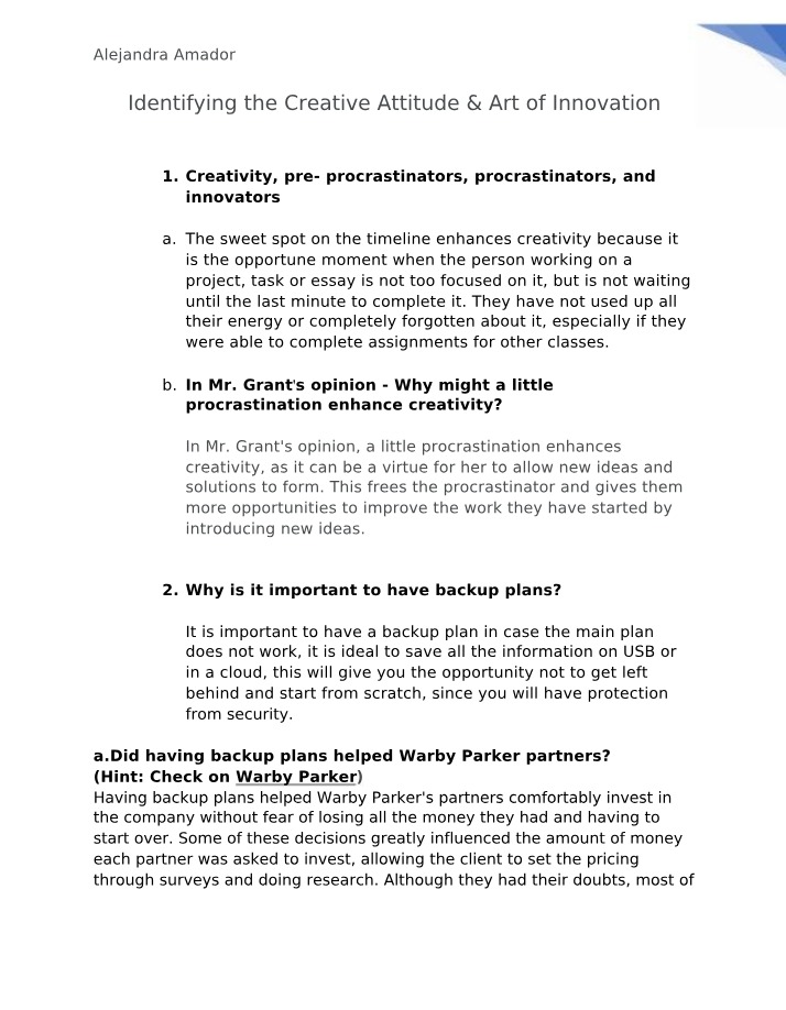 The Art of Innovation - Creativity and Procrastination