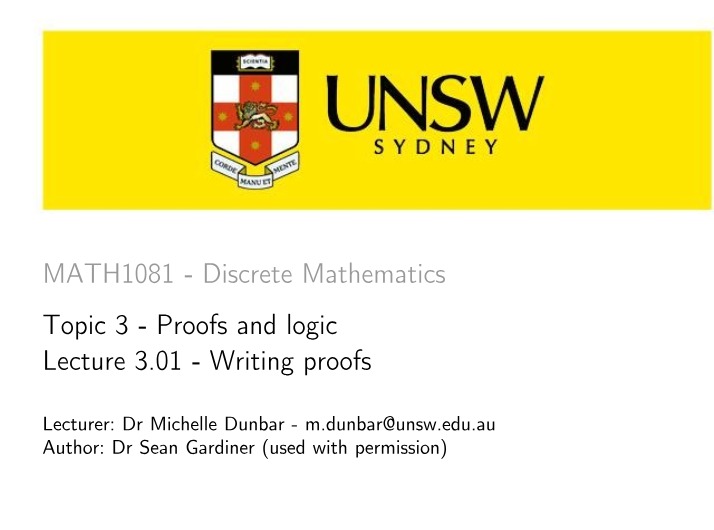 Writing Proofs Lecture 3 01 Overview