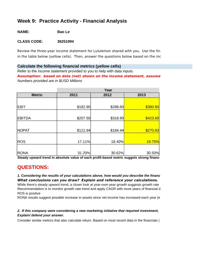 Week 9 Financial Metrics Practice Challenge Set B