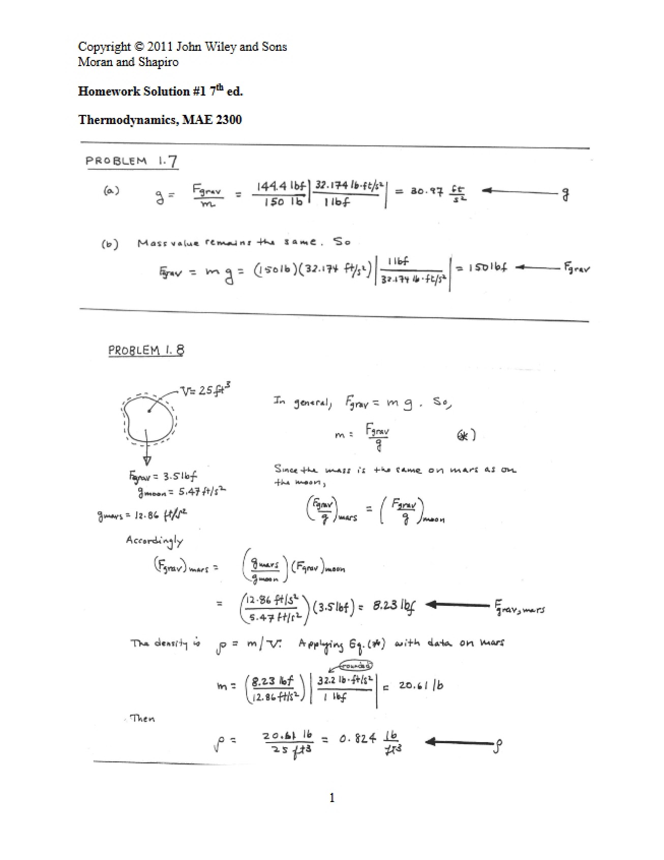 Solutions for Homework 01