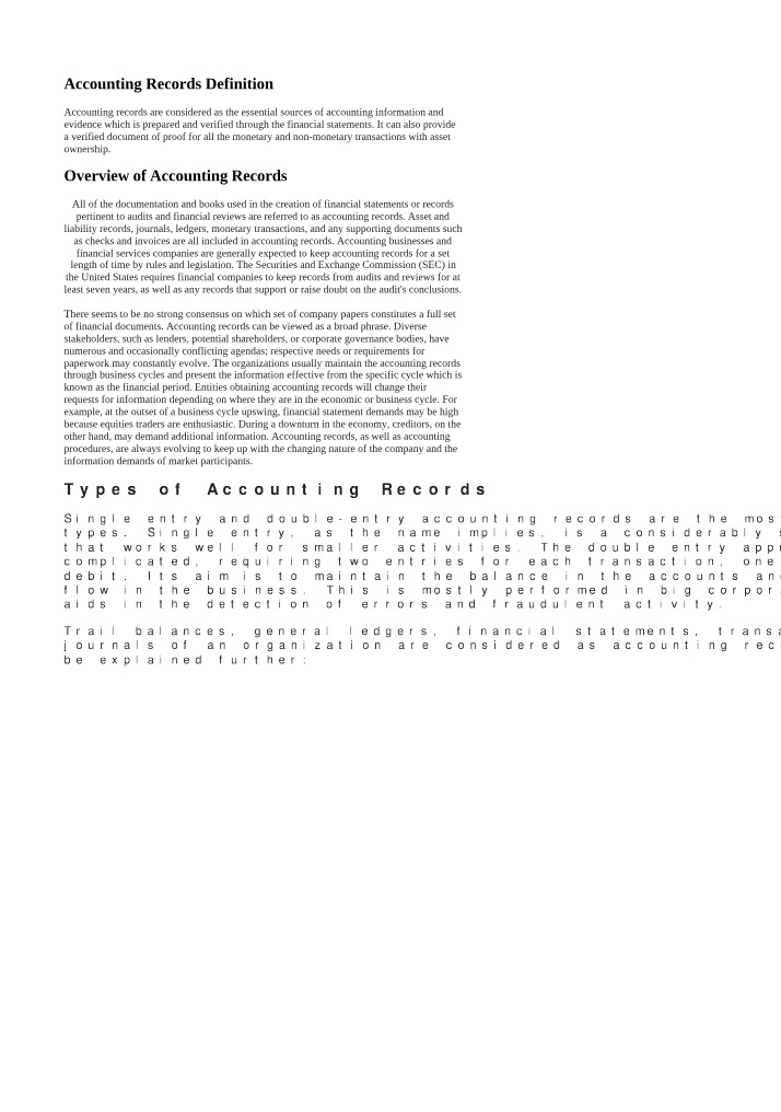 Records of Accounting