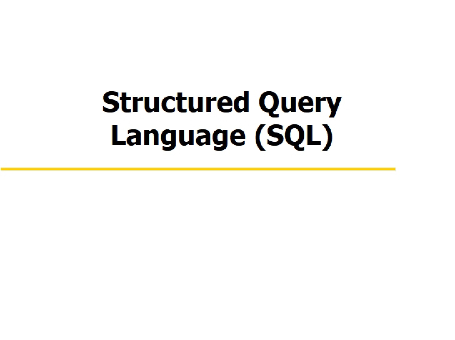 Structured Query Language Concepts