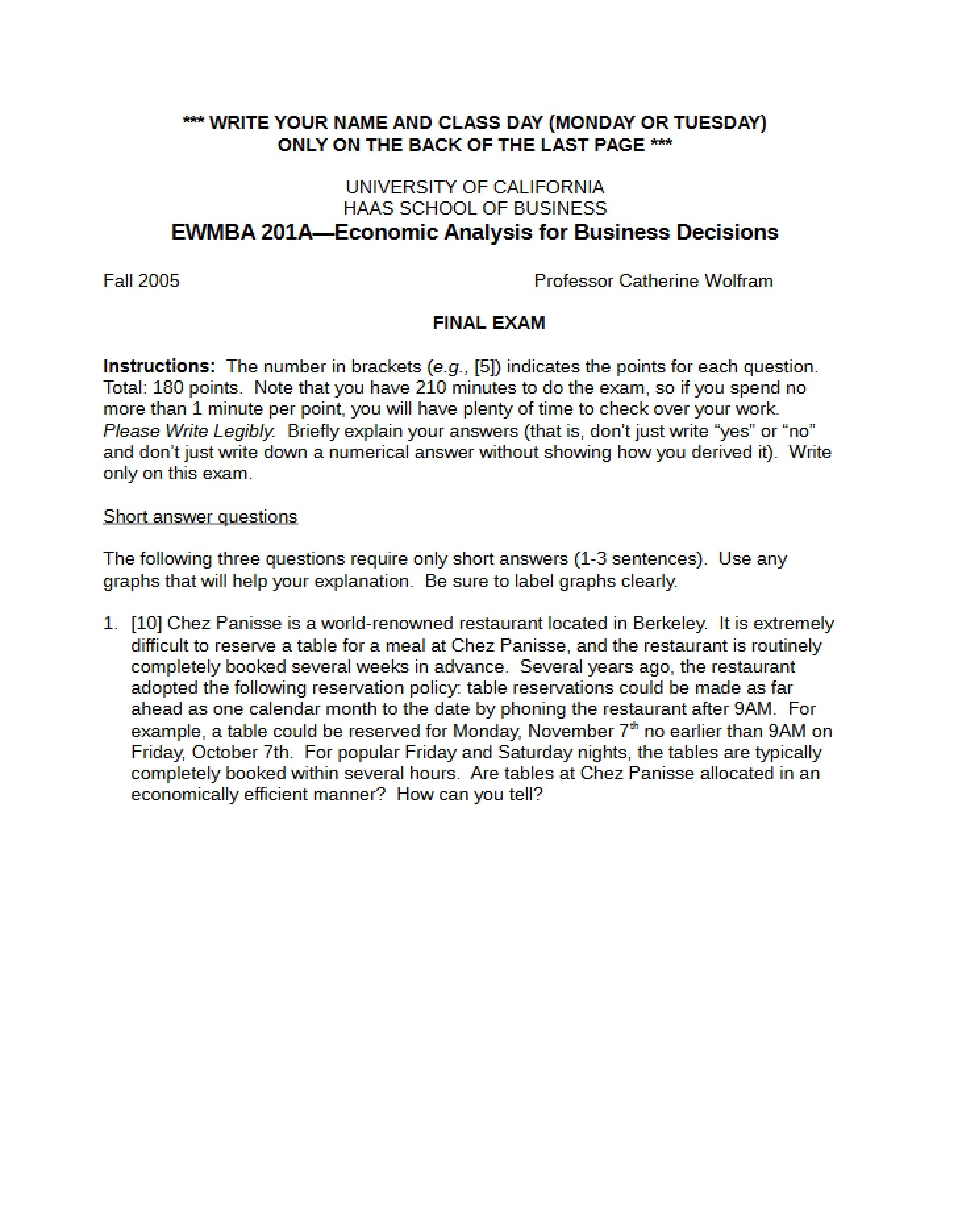 Term Final Examination