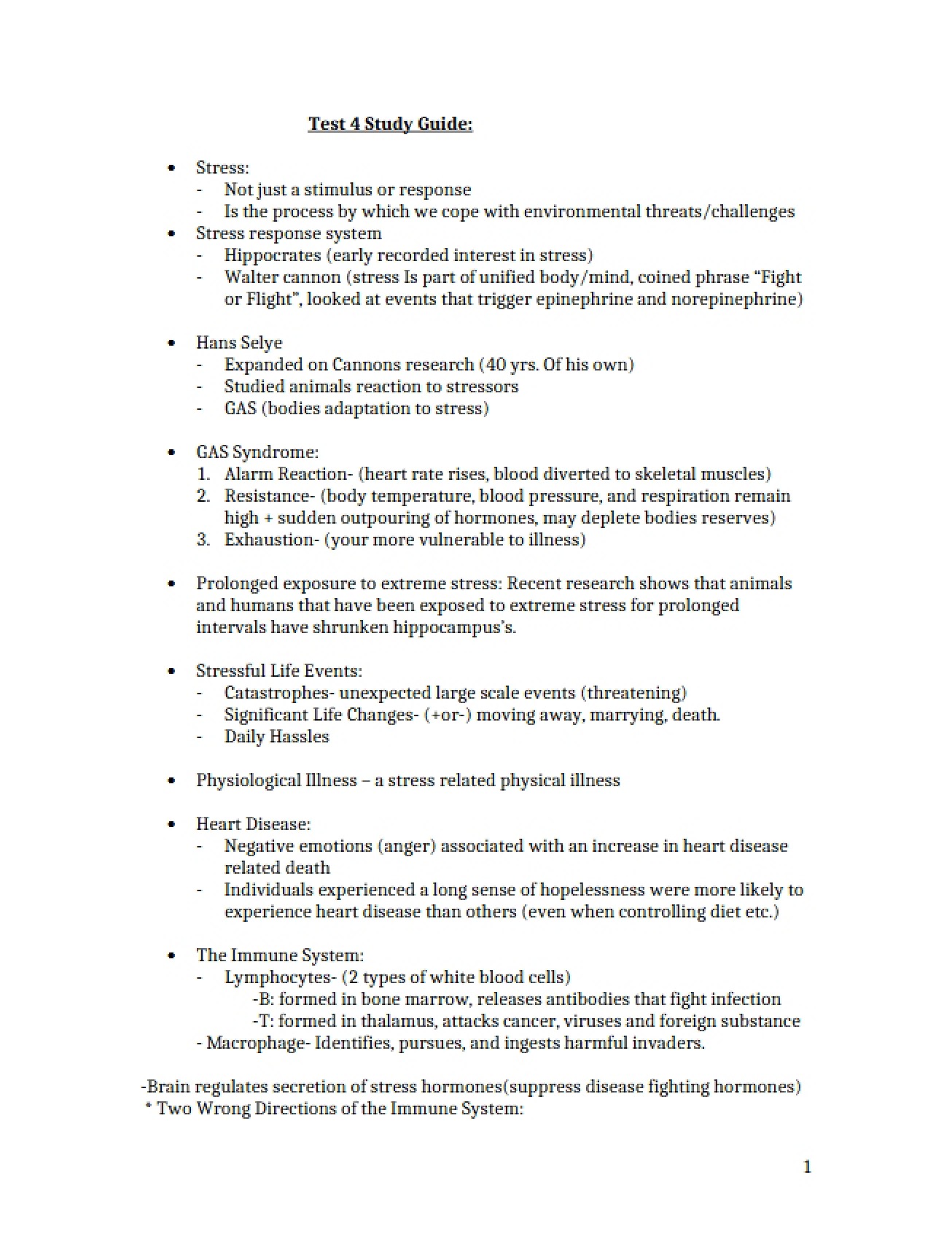 Fourth Test Study Guide for General Psychology