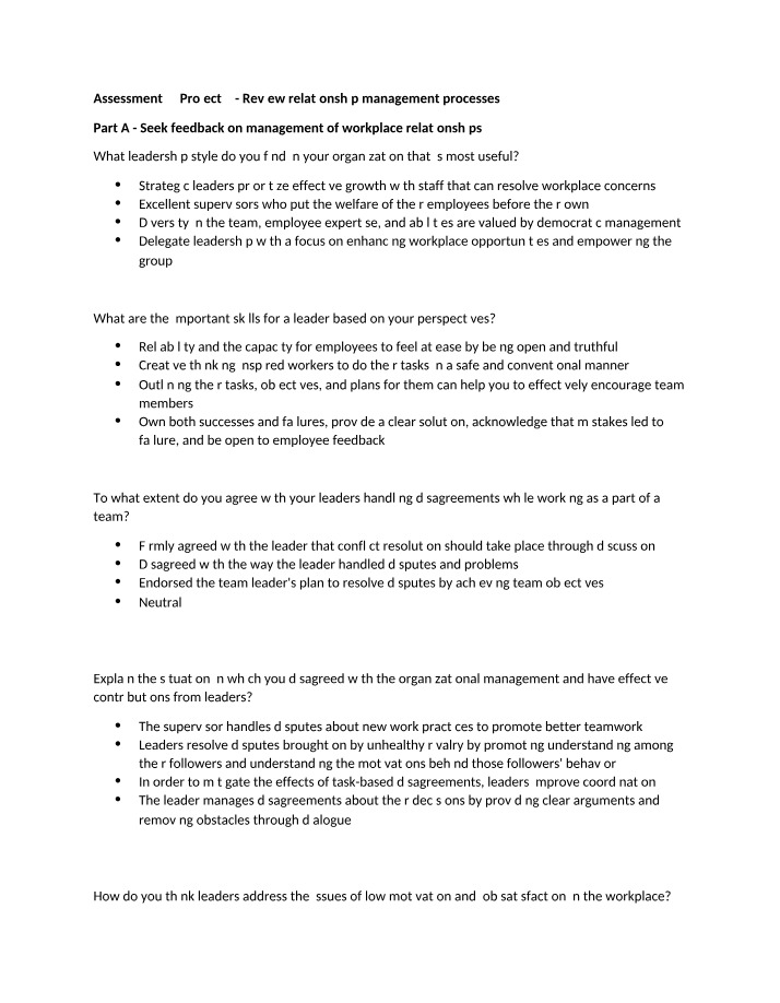 Improving Workplace Relationships - Leadership and Feedback
