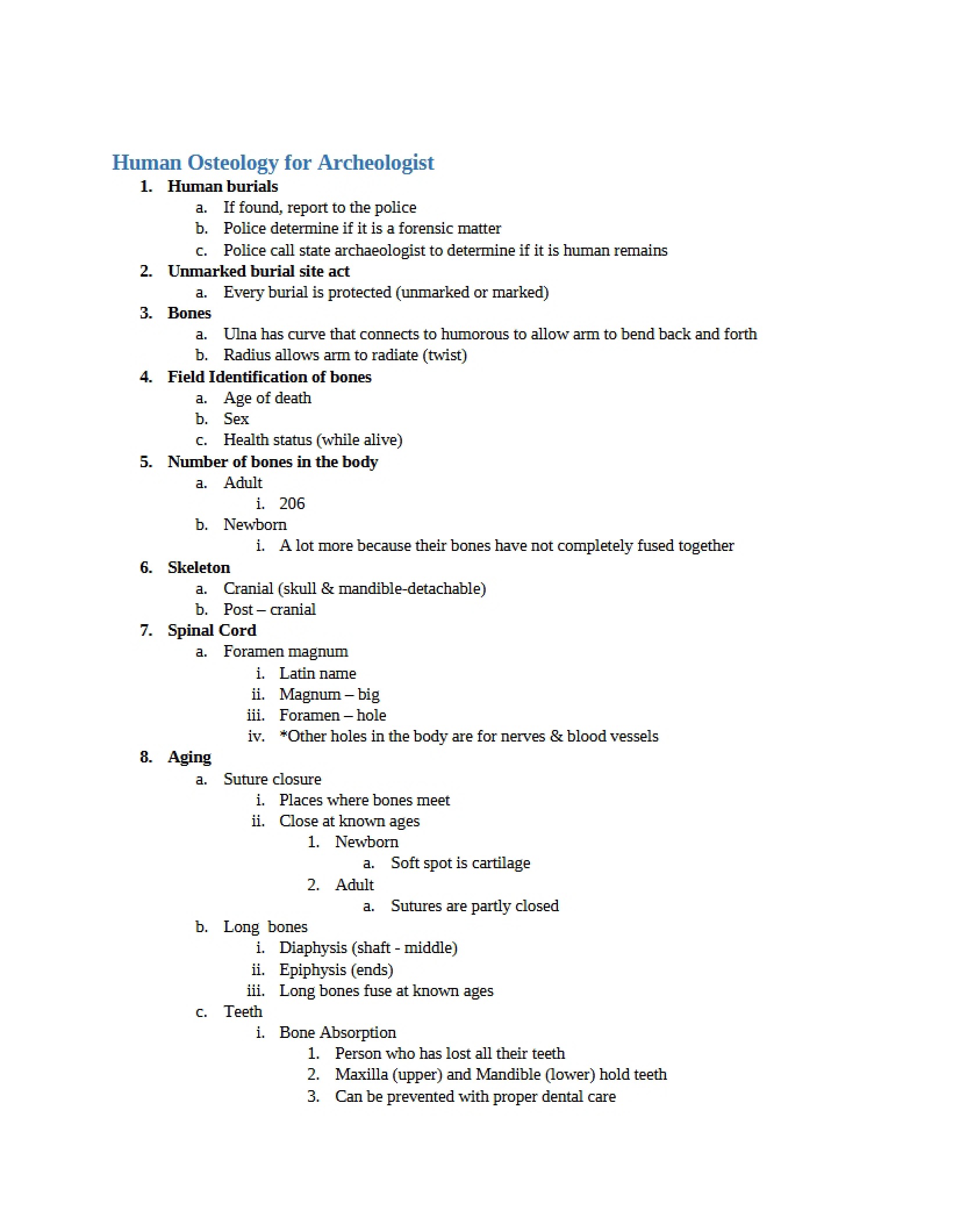 Osteology Guide for Archaeologists