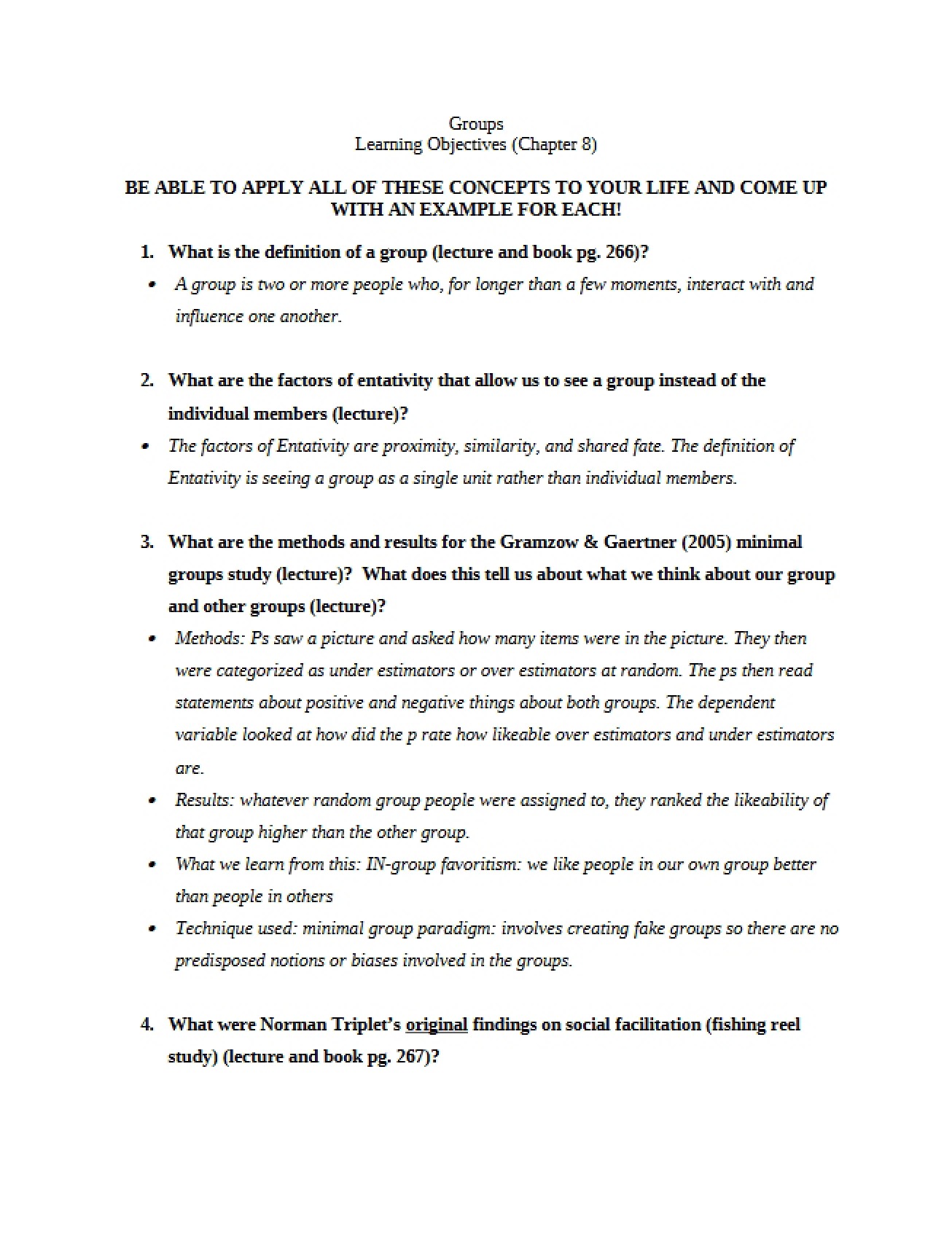 Chapter 8 Learning Objectives