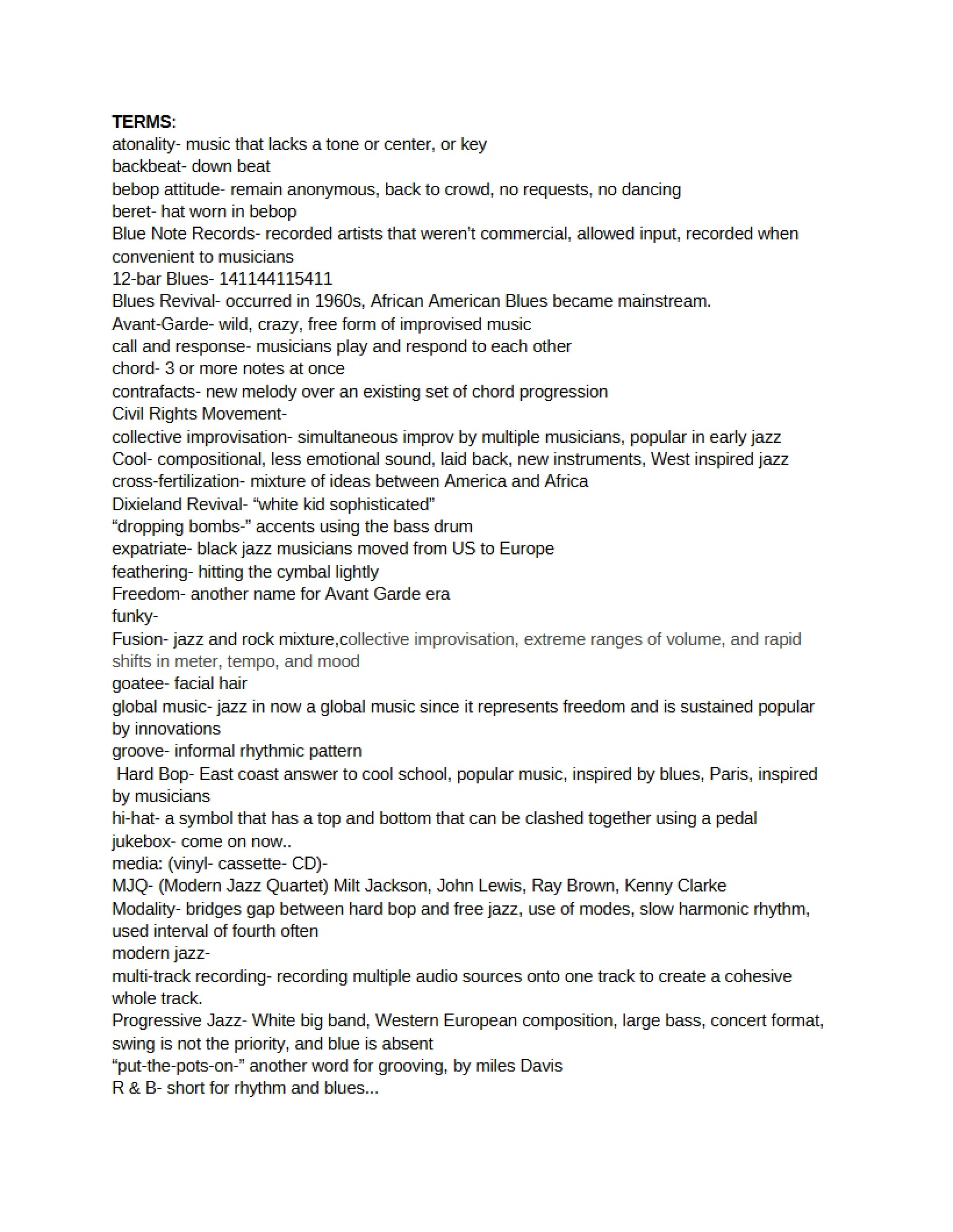 Terms for Music 0711