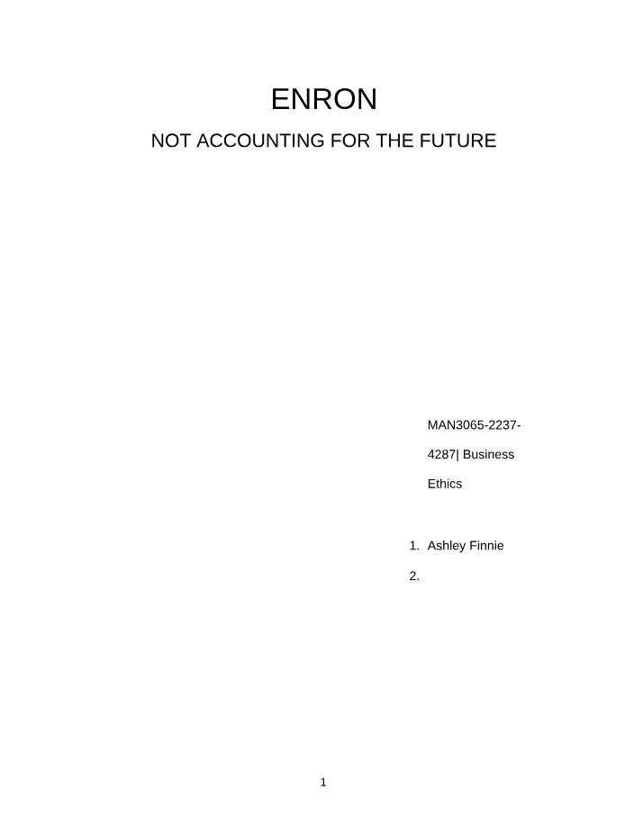 Business Ethics Case 2 - ENRON