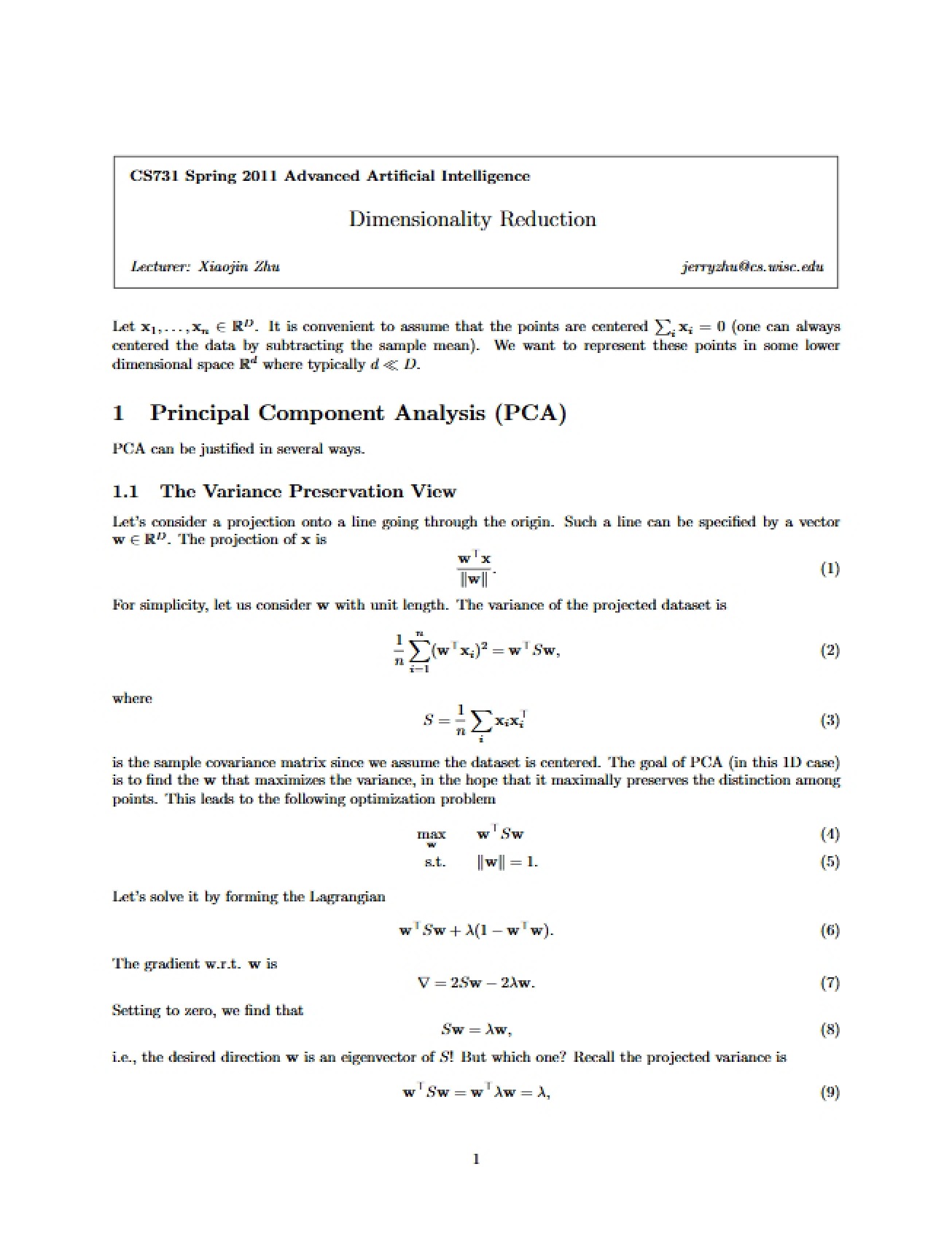 Reducing Dimensionality