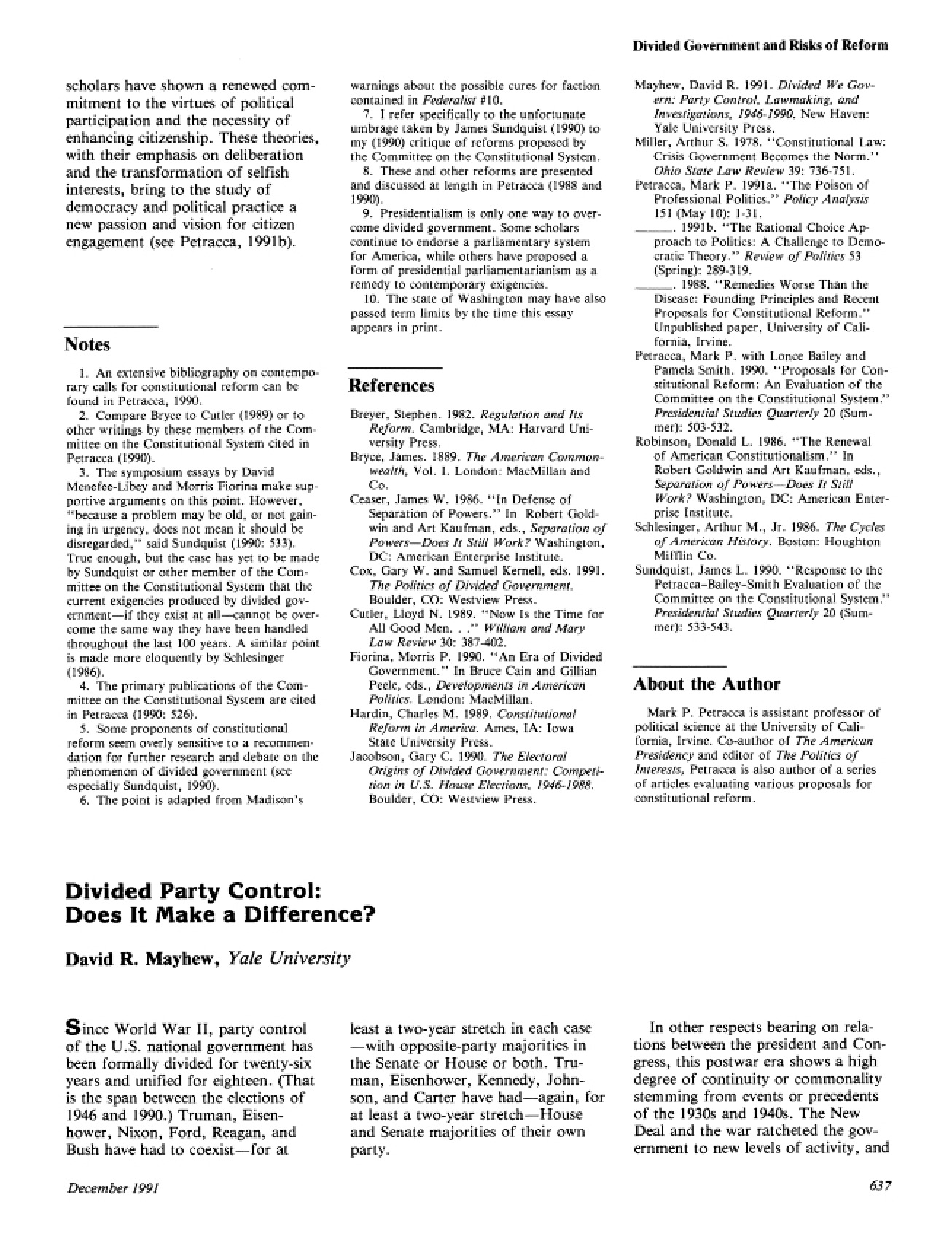 Reform Risks in Divided Governments