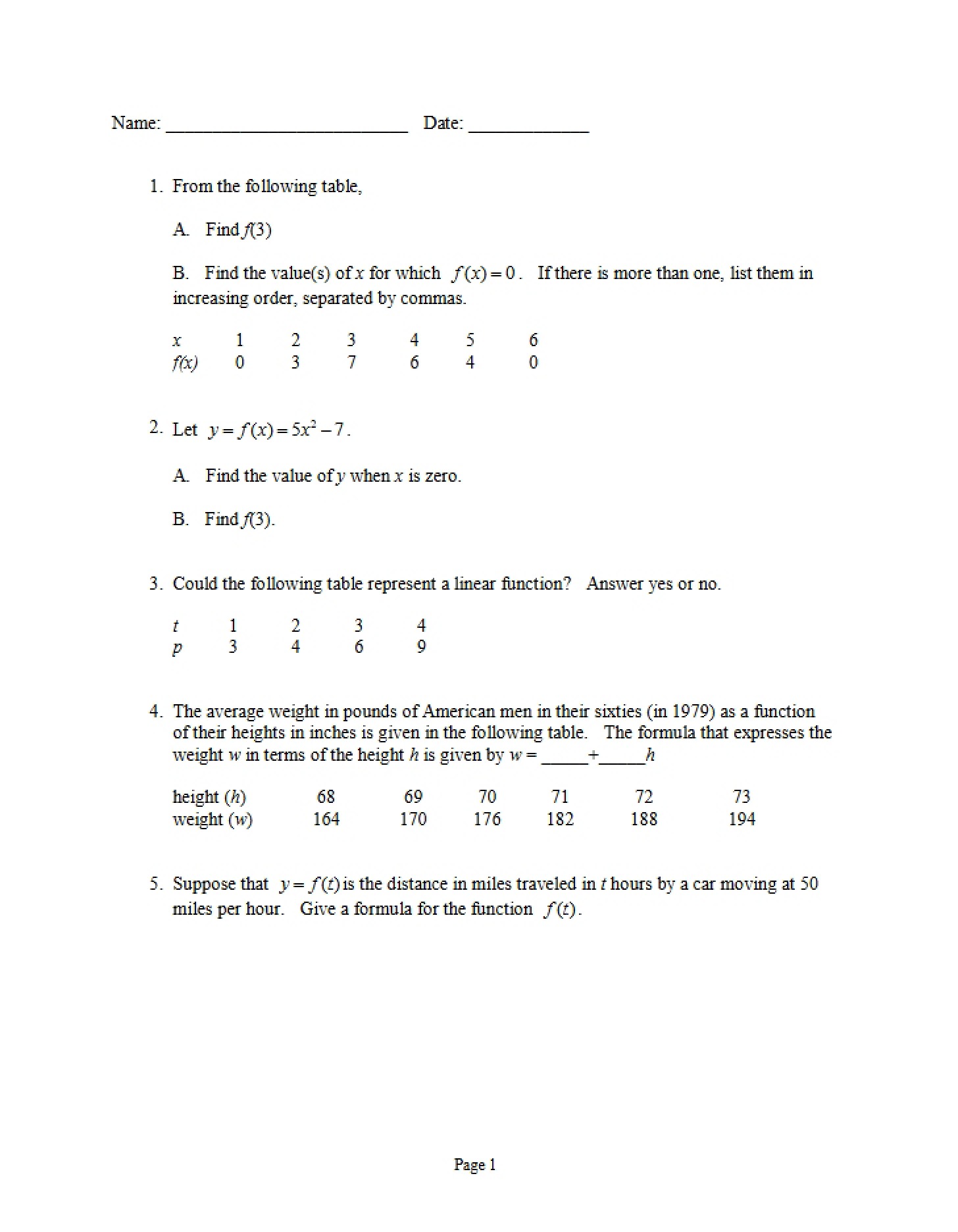 Review for Exam 1 (Fall 2013)