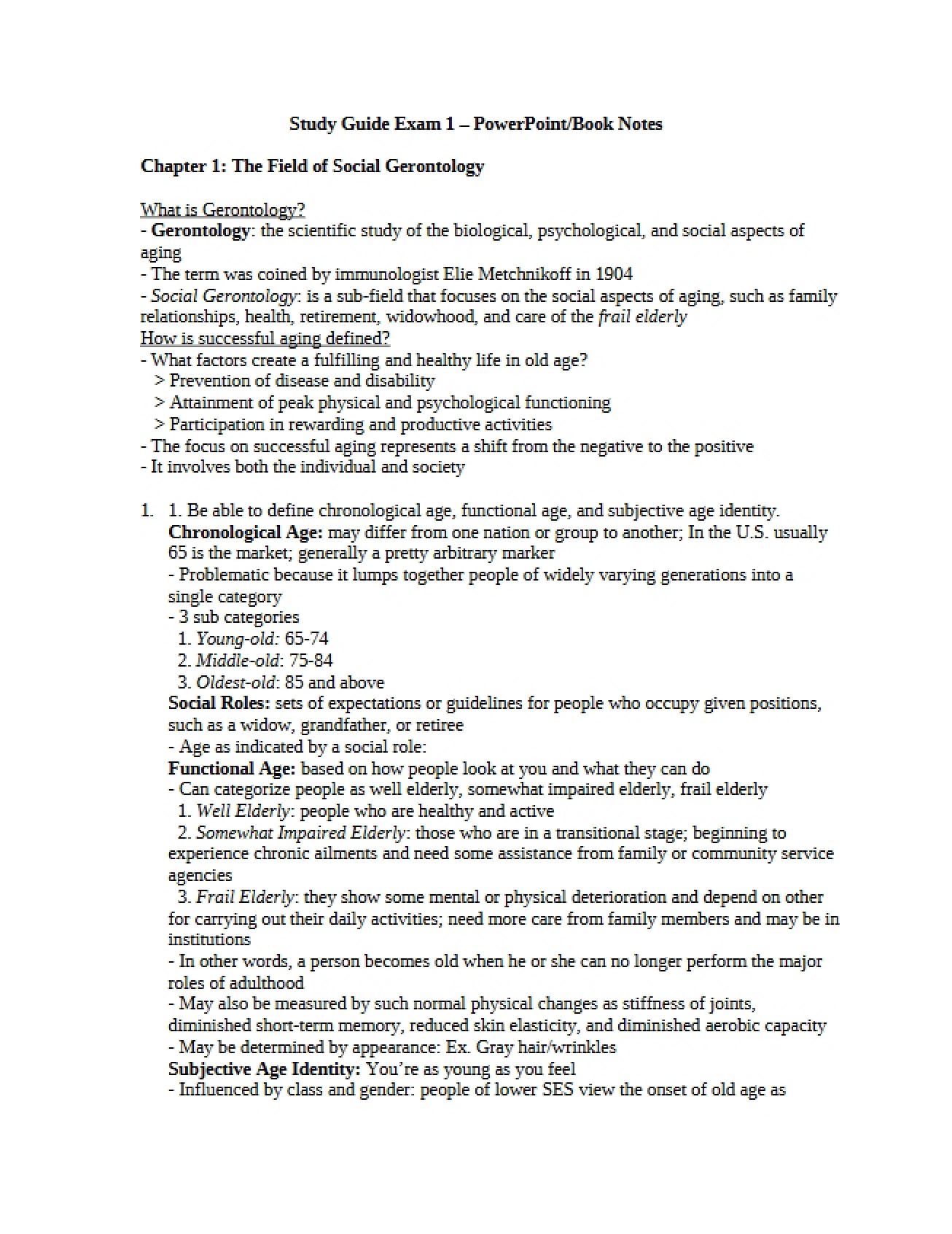 Social Gerontology Field (Ch 1)