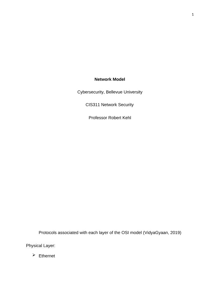 Lecture Notes on Network Models