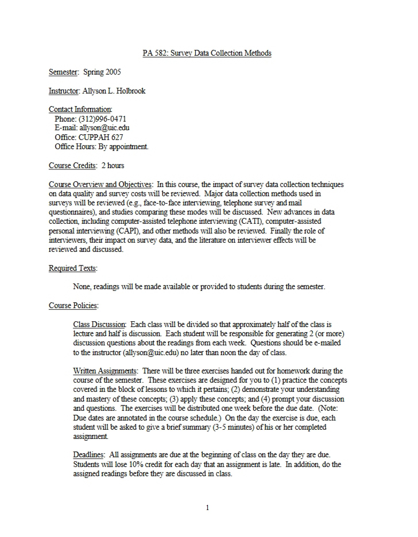 Course Policy Document