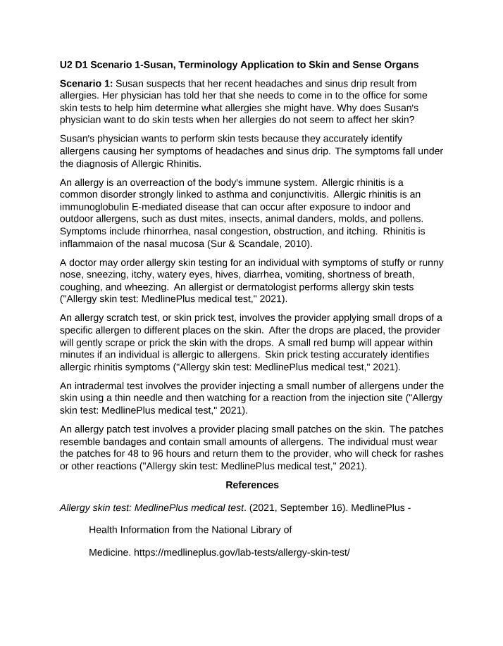 Terminology Application for Skin and Sense Organs - U2 D1