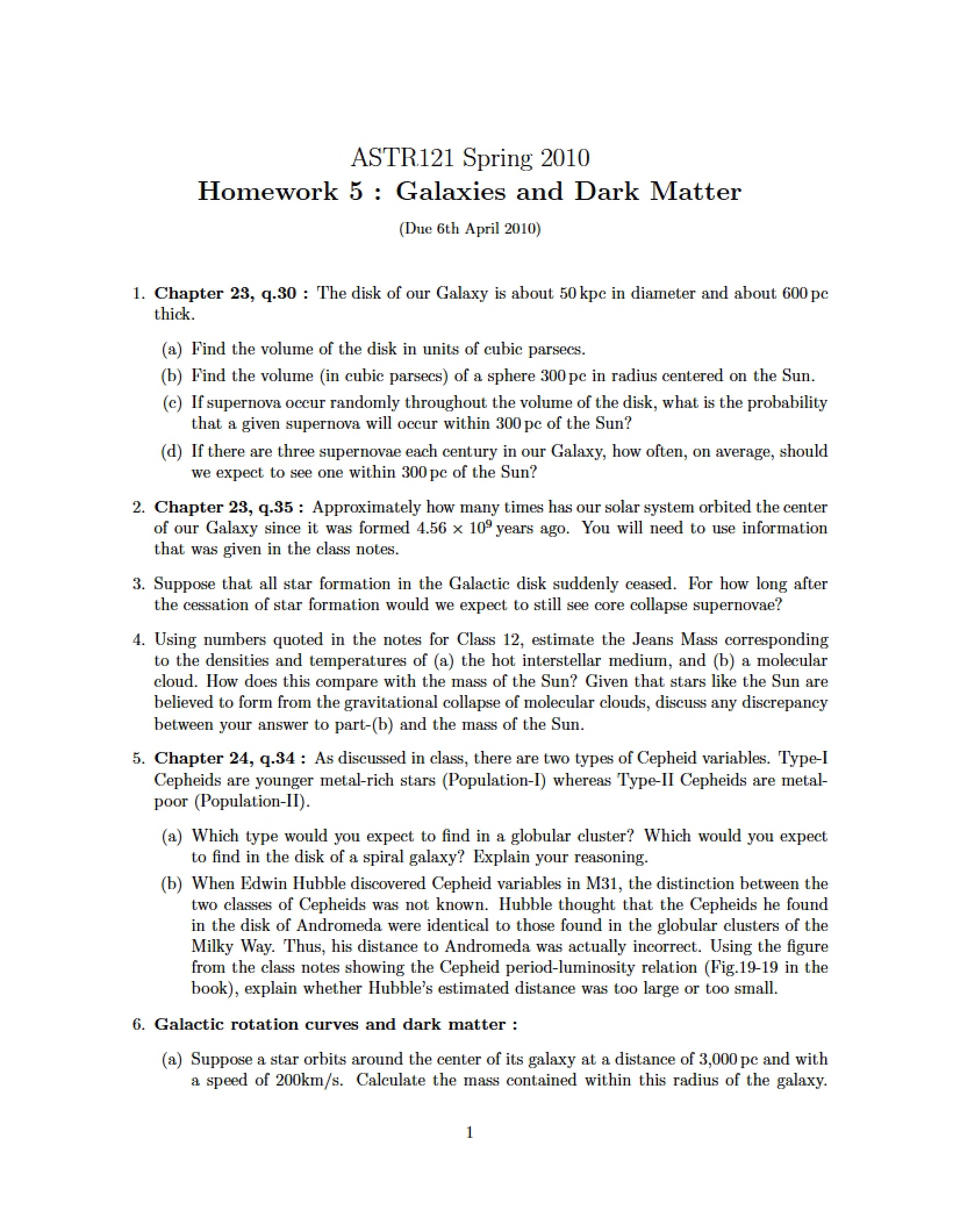 Fifth Homework Set