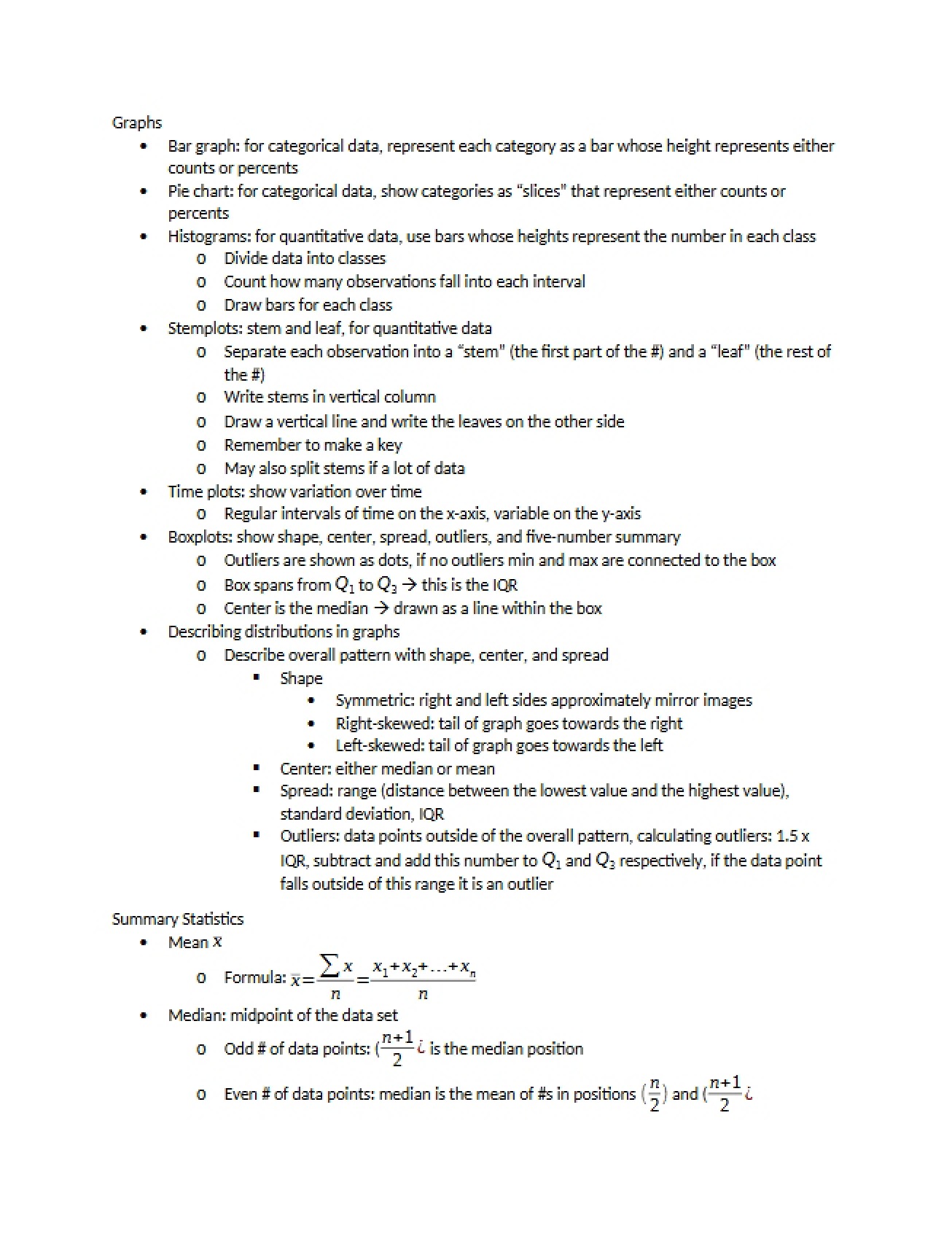 Graphing Concepts