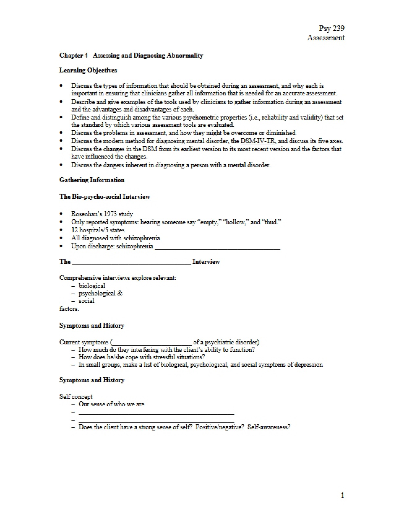 Introduction to Diagnosing and Assessing Abnormality
