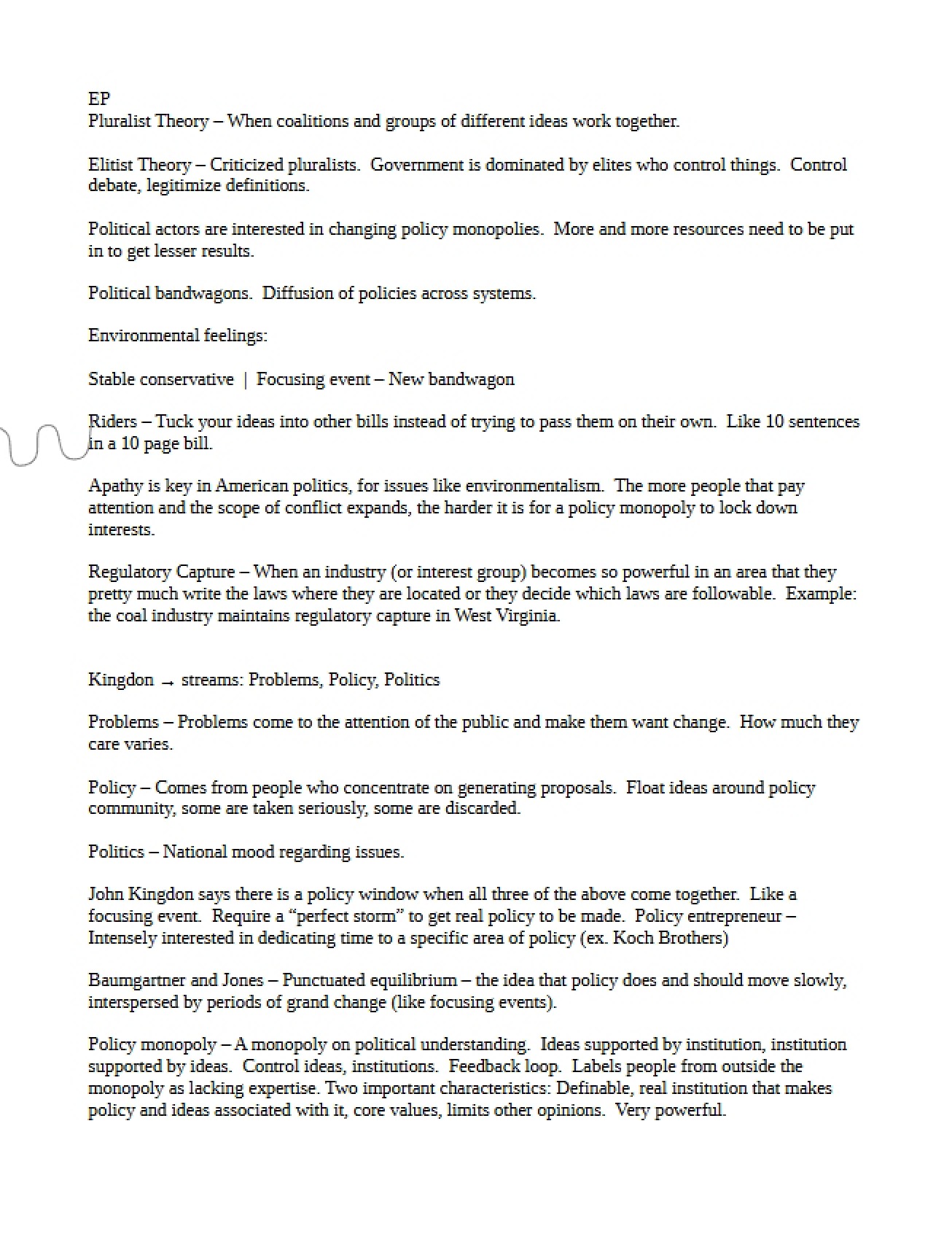 Notes on Environmental Politics