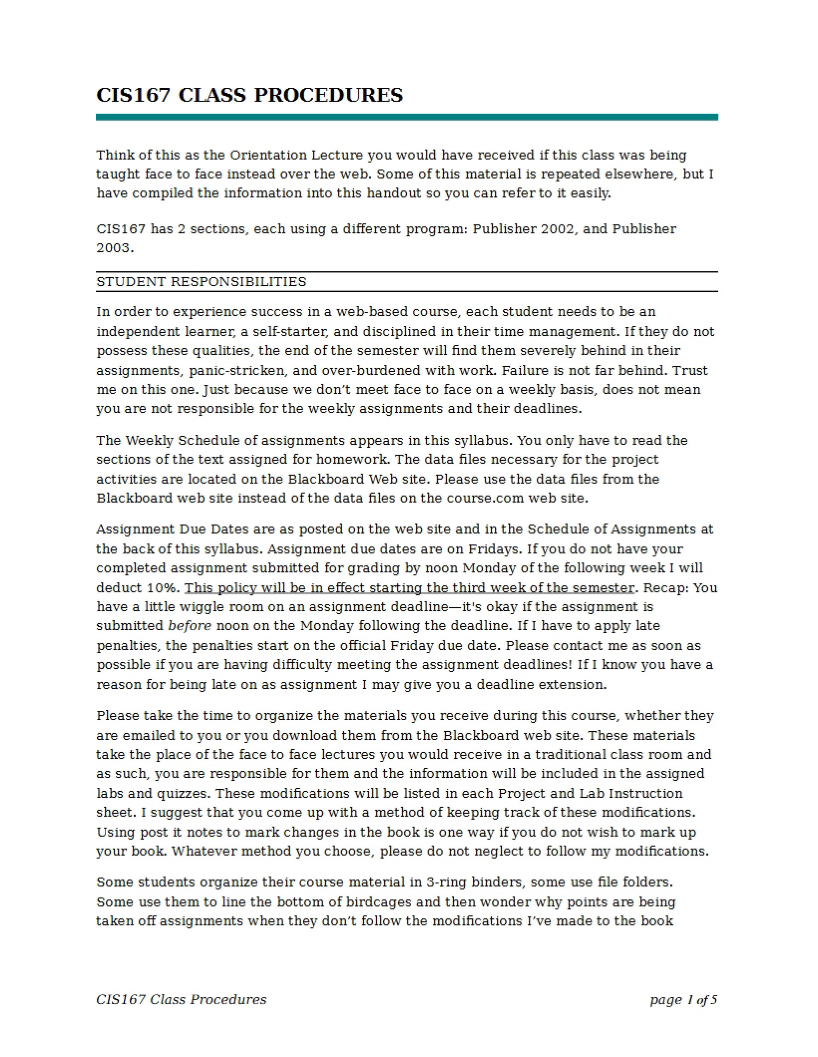 Desktop Publishing Course Syllabus - Desktop Publishing
