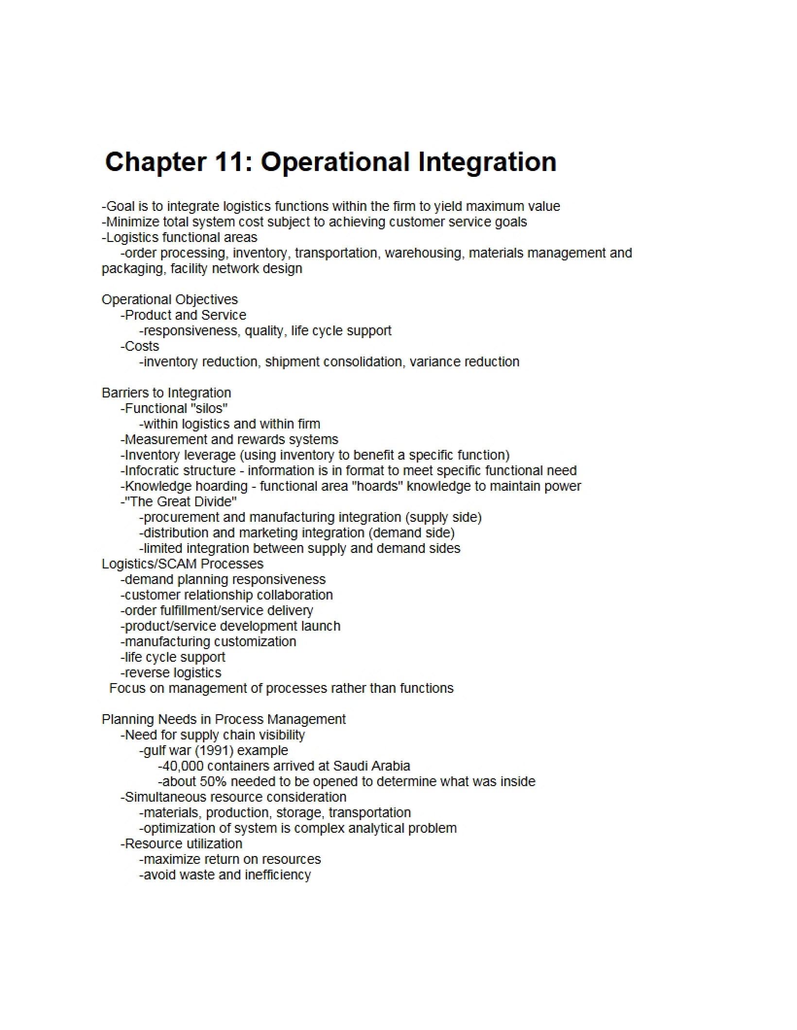 Logistics - Chapter 11